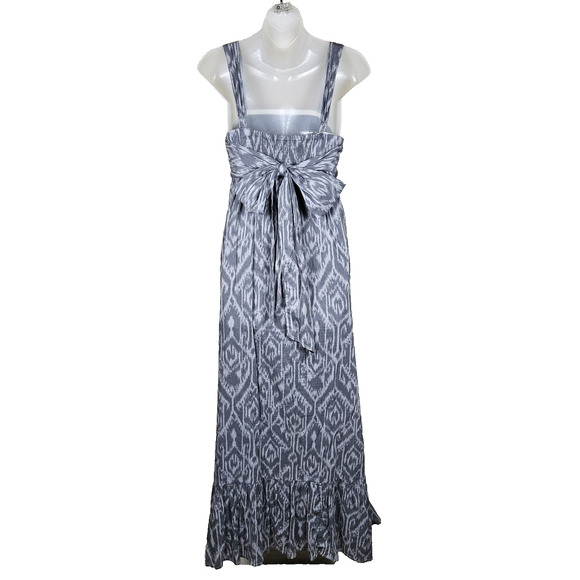 Calvin Klein Sleeveless Maxi Sundress Smocked Ruffle Bow Tie Back Cottage Size S - Picture 2 of 16